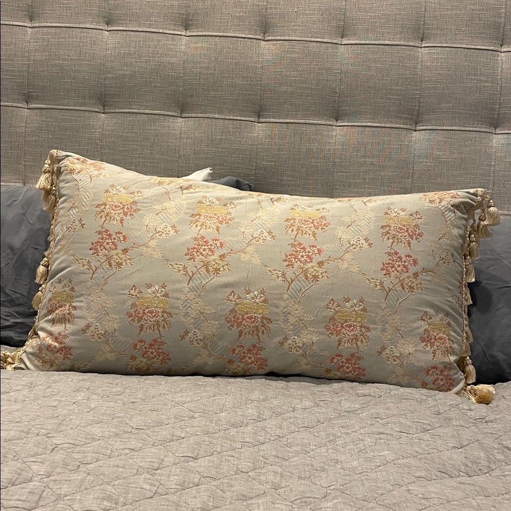 ABC Carpet vintage silk Floral Decorative Pillow with Tassels